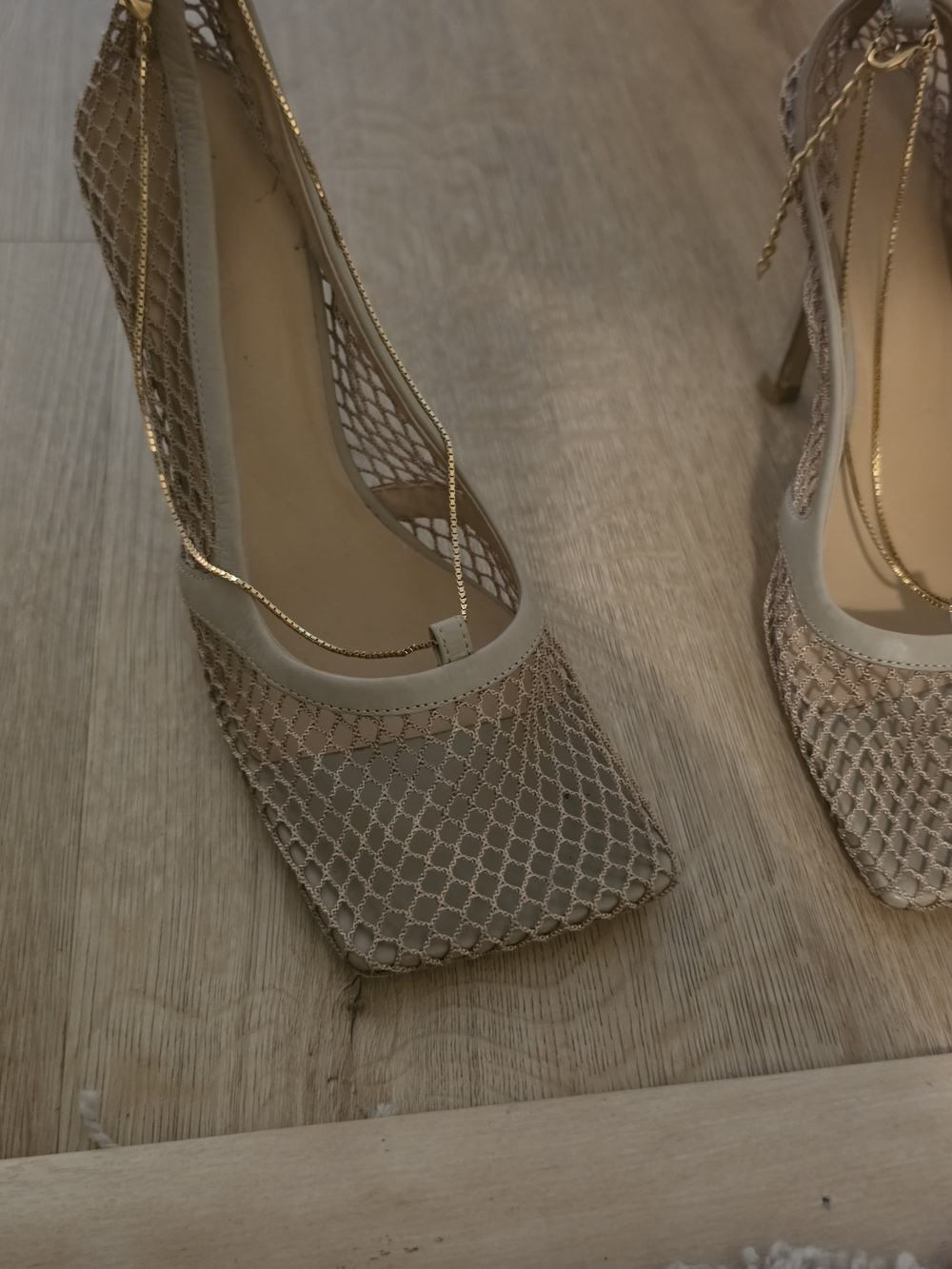 Bottega Veneta Nude Mesh Square-Toe Stiletto Heels